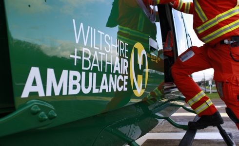 Wiltshire and Bath Air Ambulance aircraft with crew stepping in