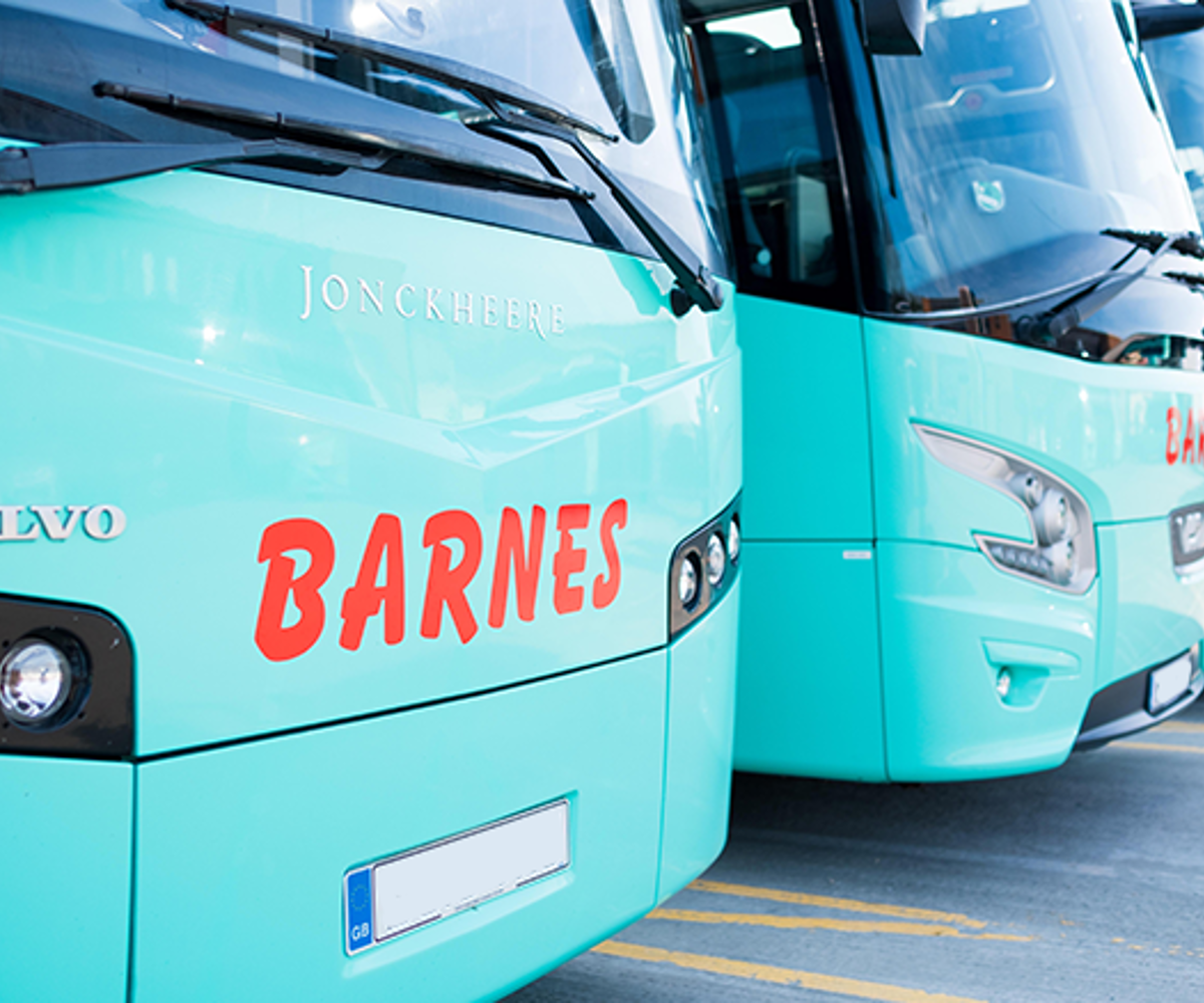 Three of Barnes Coaches buses