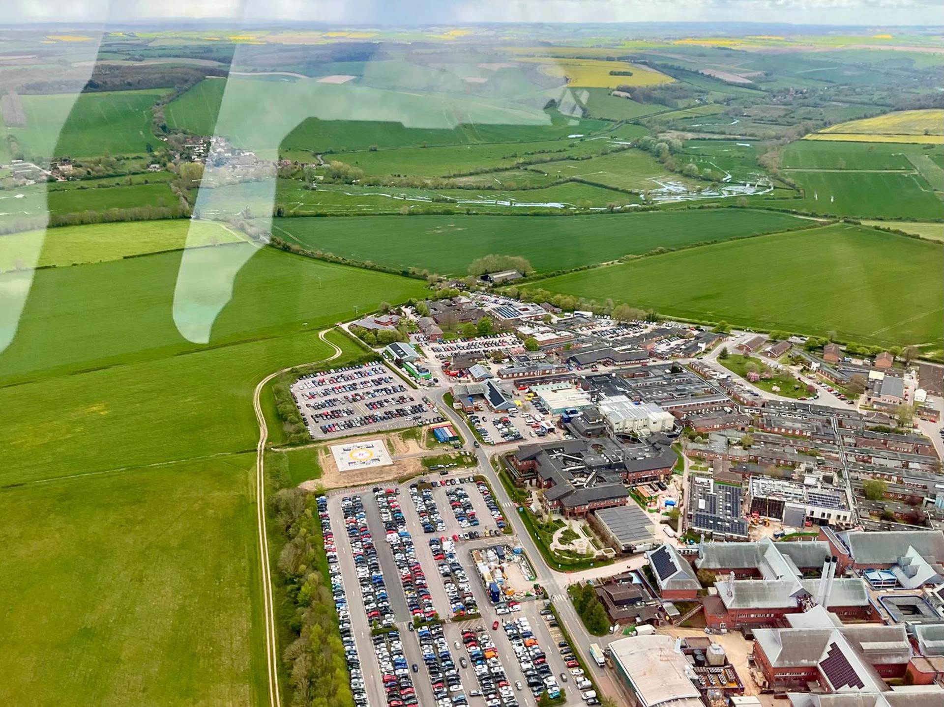 An aerial photo of Salisbury District Hospital